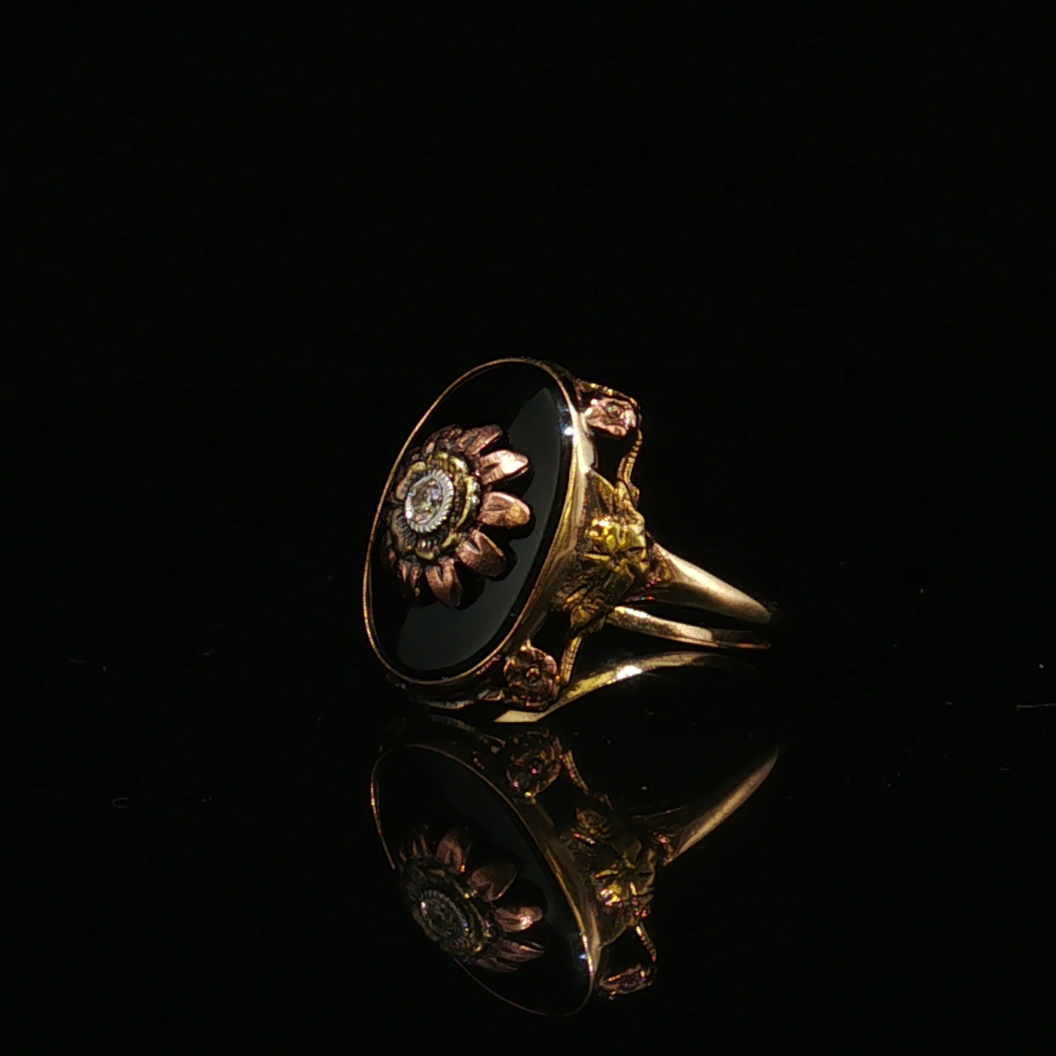 Claralyn Onyx Two-Tone Gold Ring