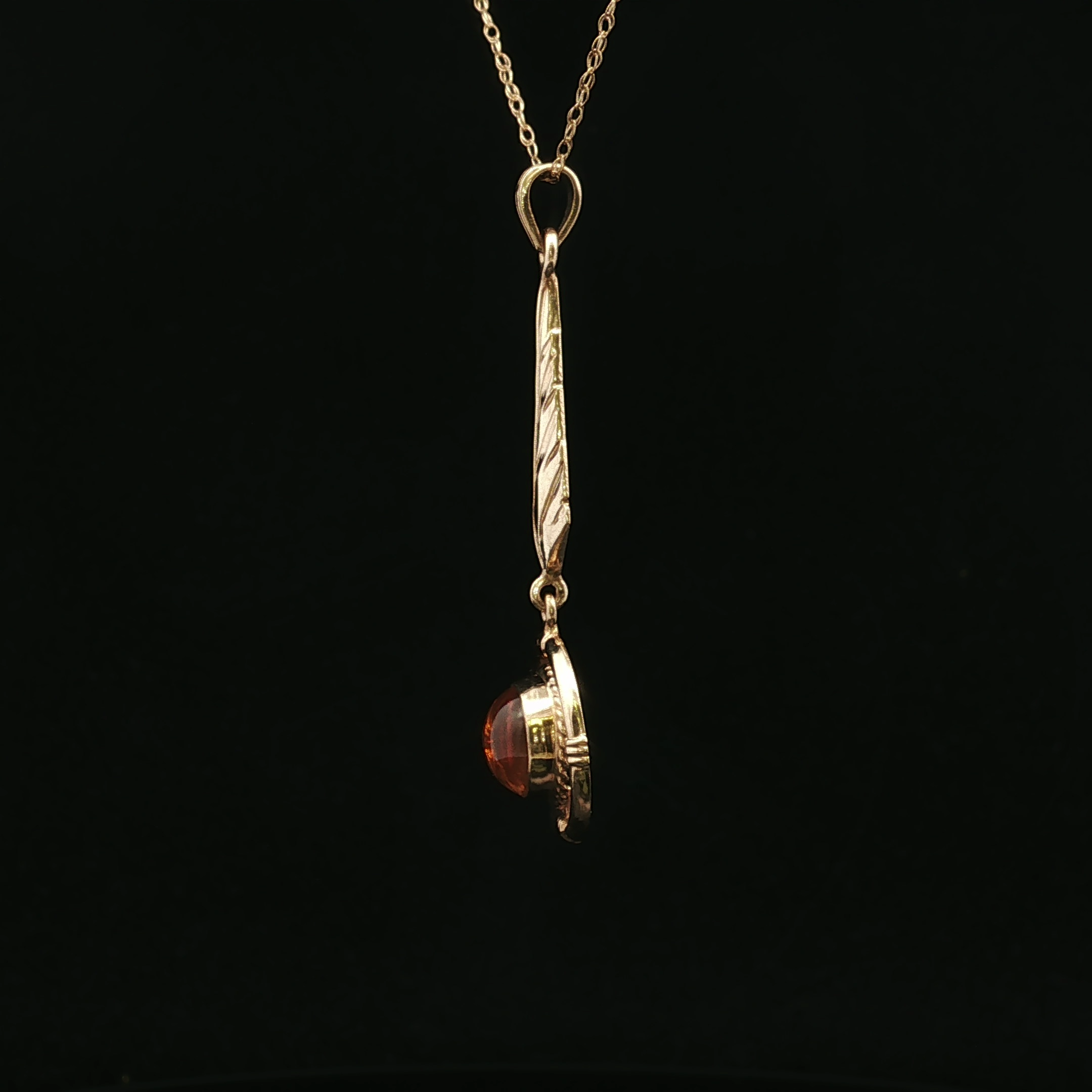Whitney 10K Yellow Gold Round Amber Drop Necklace