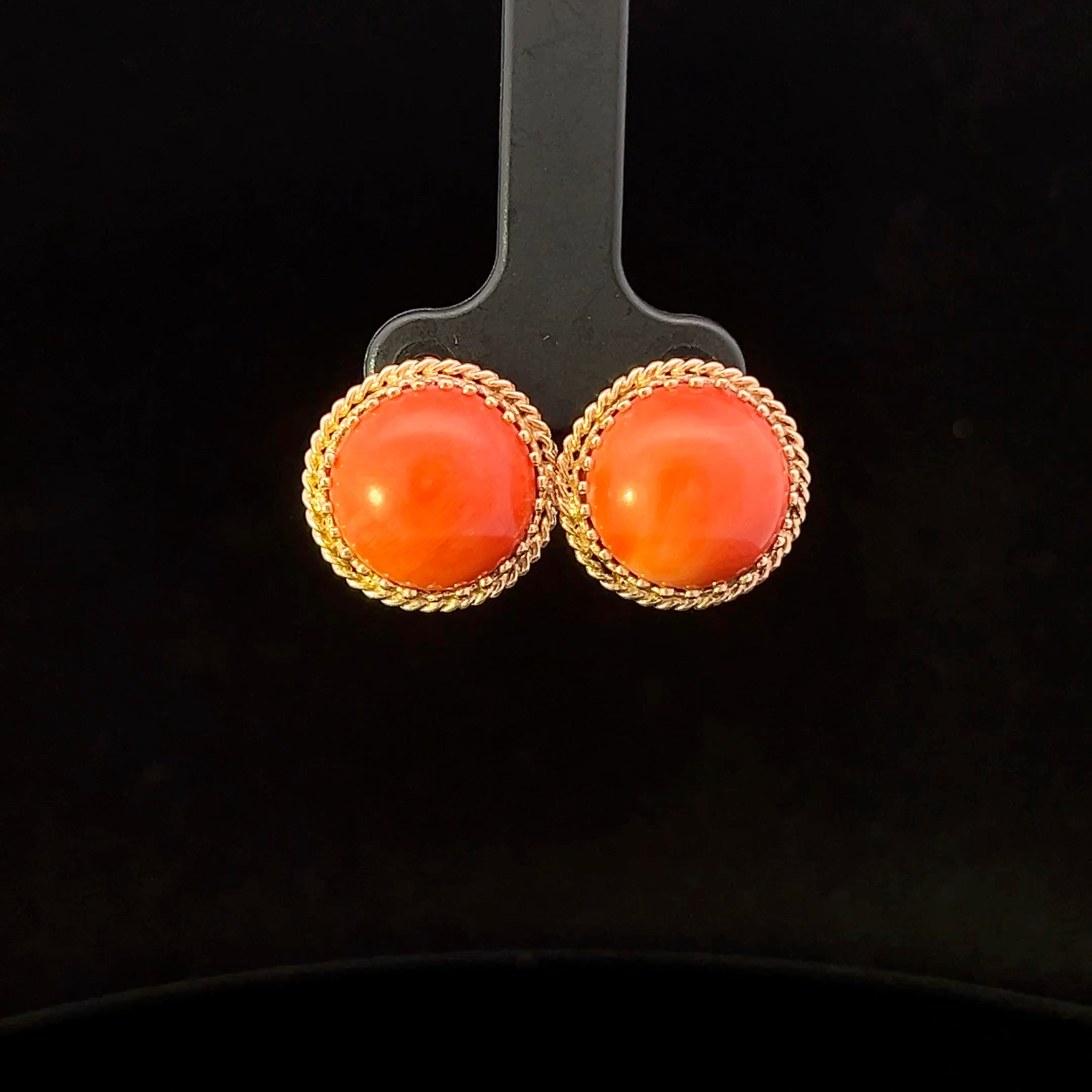 Charlee 14K Yellow Gold Round Coral Earrings
