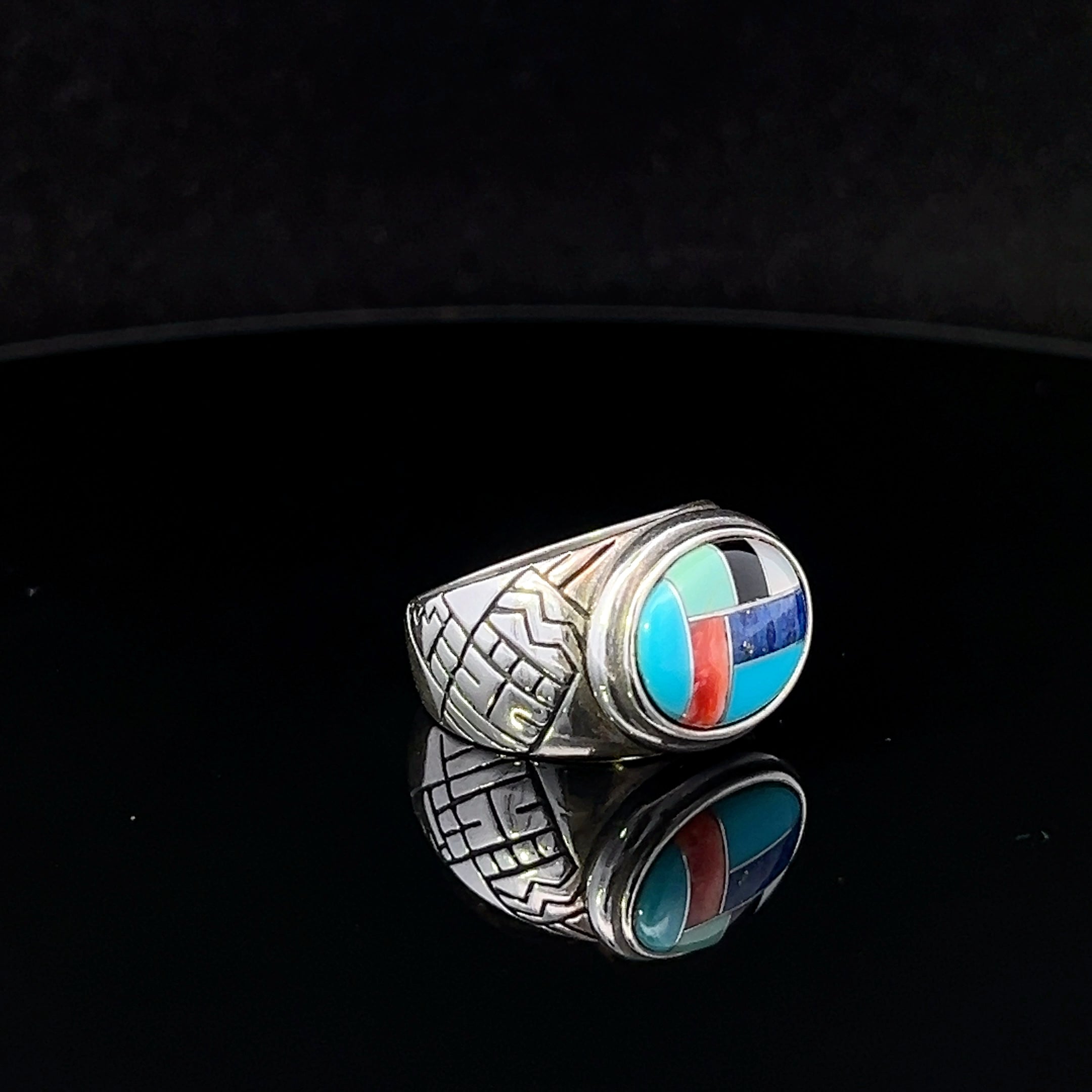Nancy S/S Turquoise & Coral Southwest Ring
