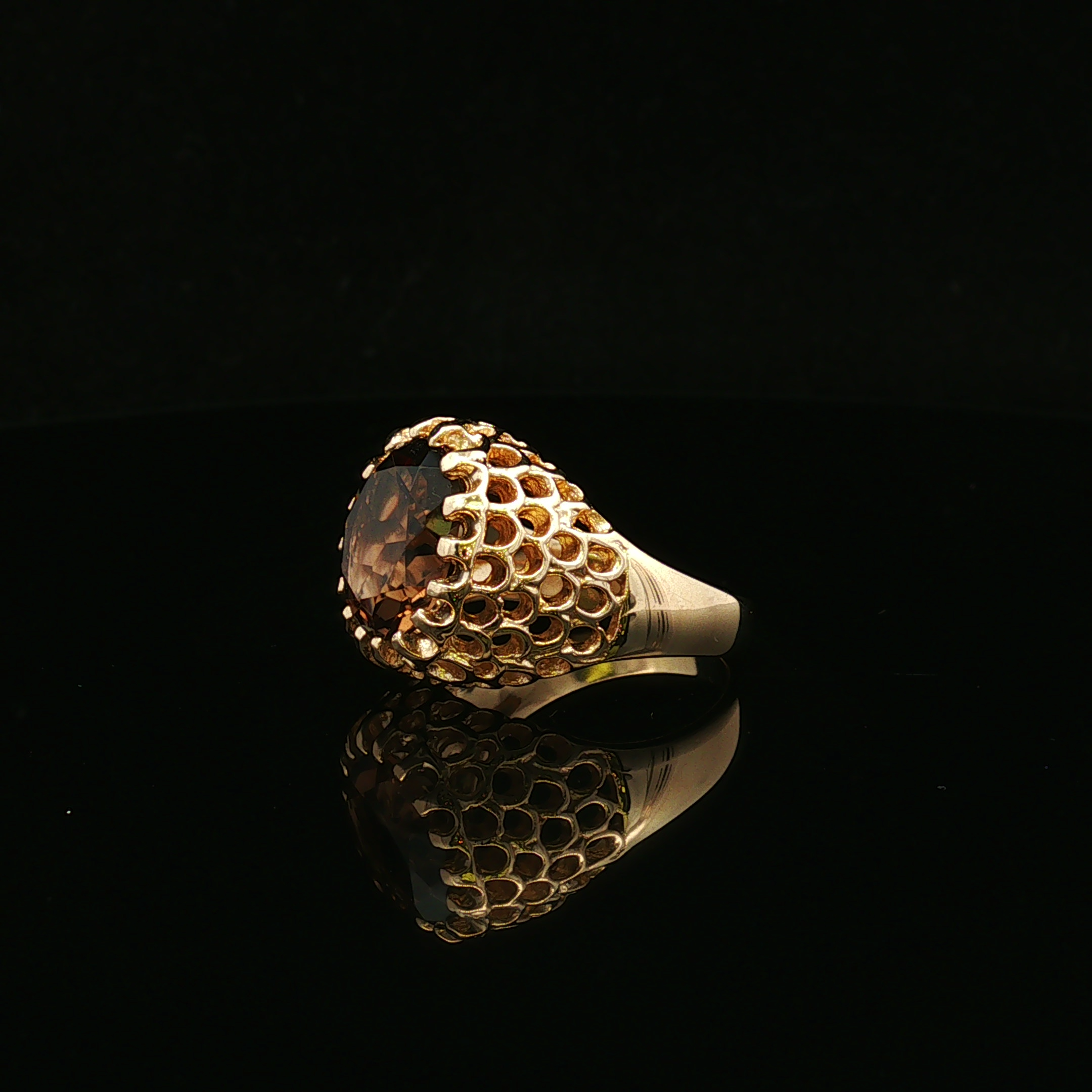 Odettea 14KY Oval Smoky Quartz Ring