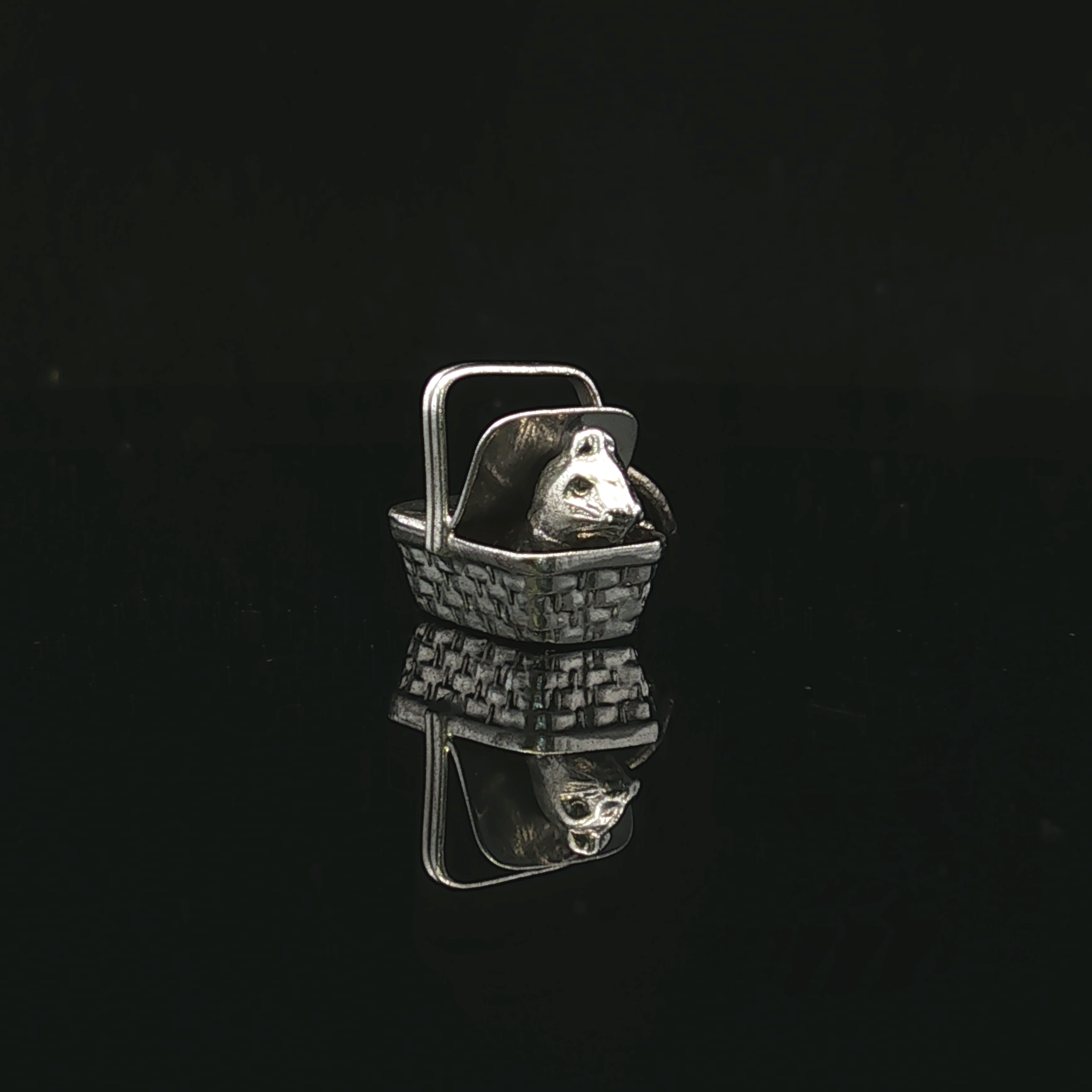 Toto Sterling Silver Dog in Basket Charm