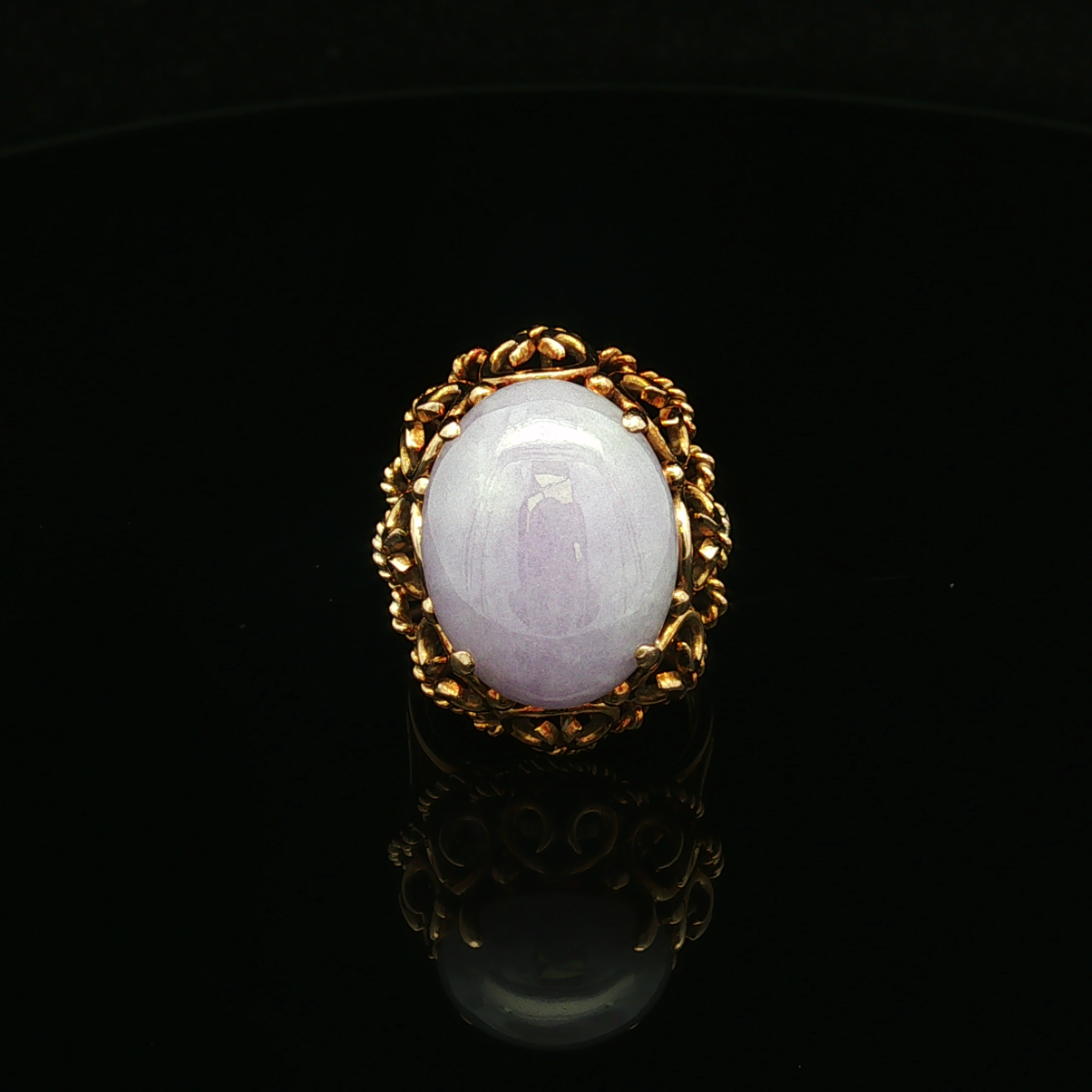 Hadleya 14KY Oval Lavender Jade Ring