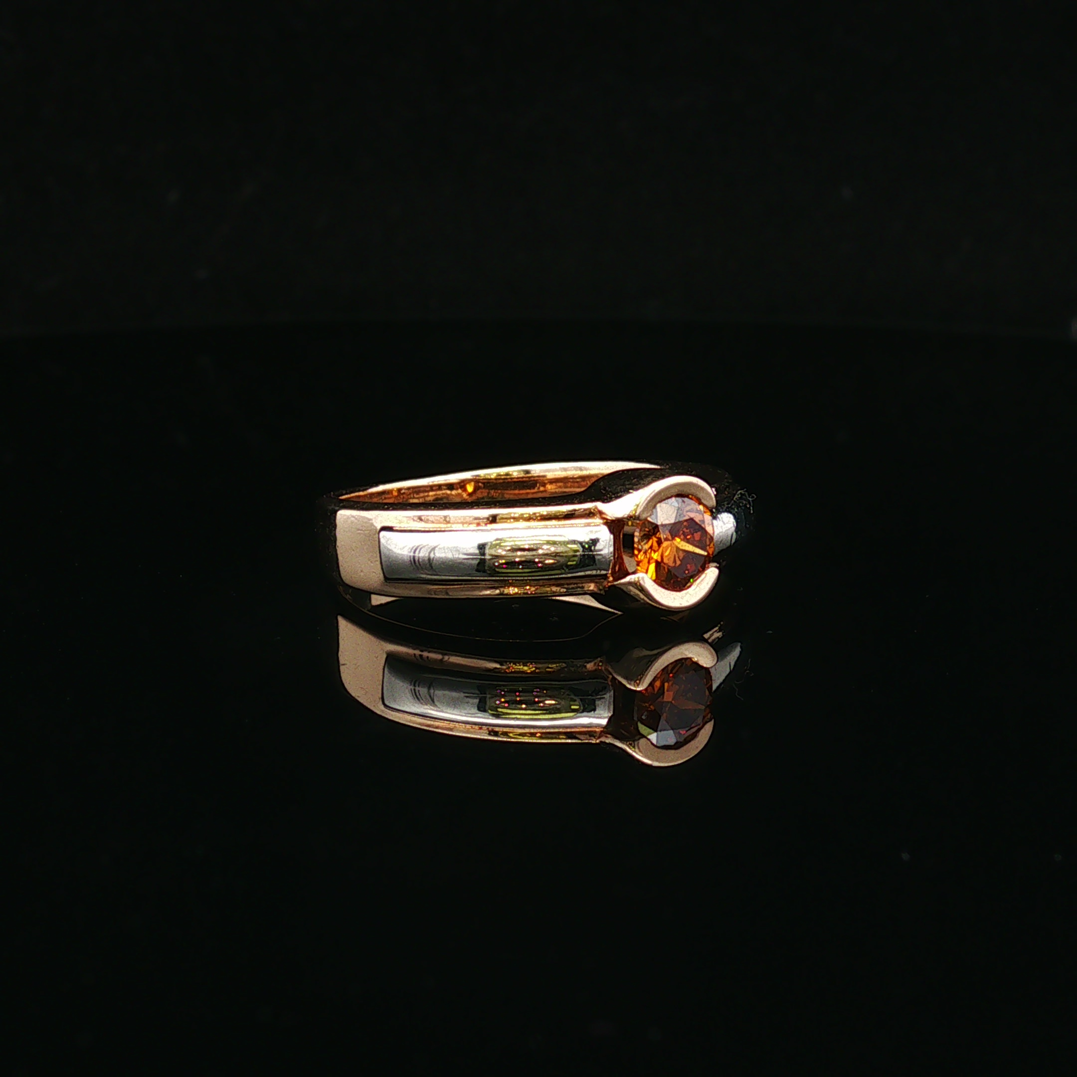 Briellelyn 14K Two Tone Orange Diamond Bezel Ring