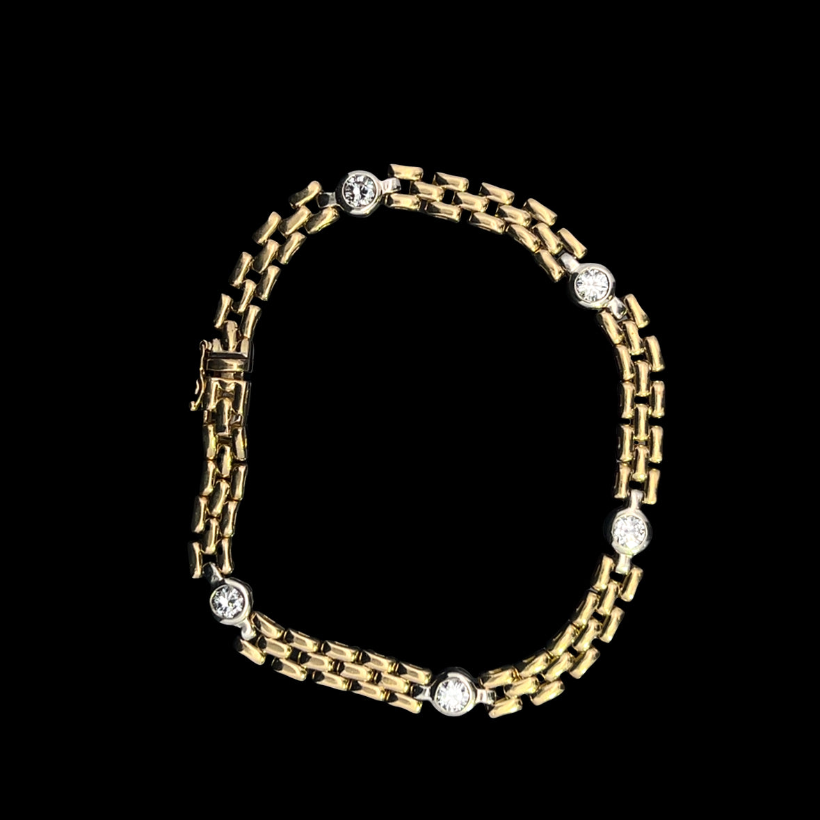 Allie 18K Two-Tone Gold 1.00 CTW Bezel-Set Diamond Panther Link Bracelet