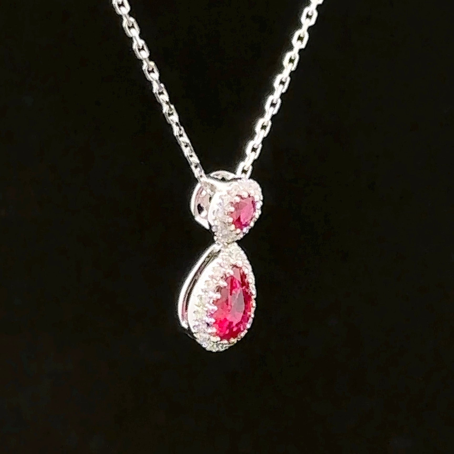 Miro 14K White Gold Halo Necklace with Lab-Created Rubies & Diamonds