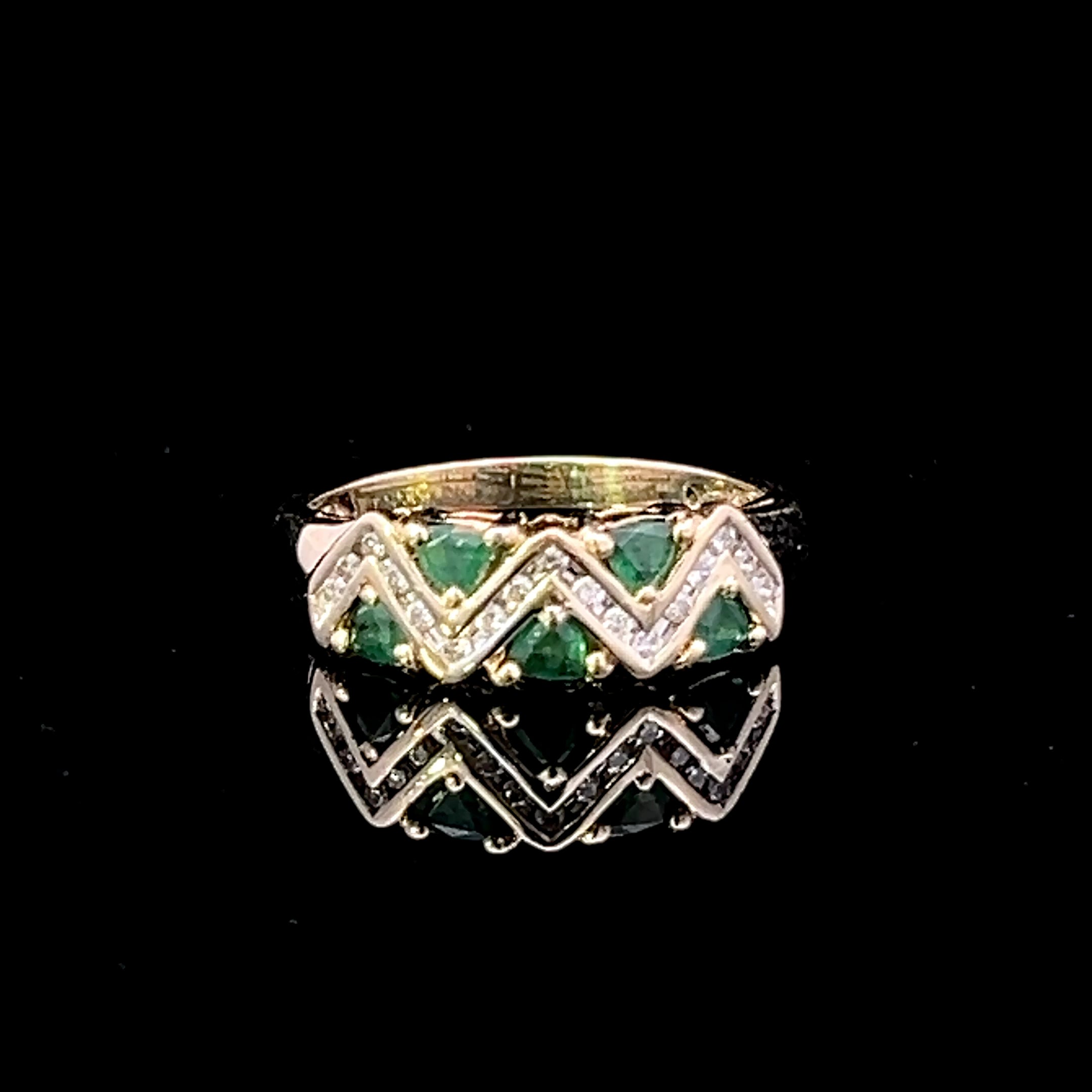 Frida 10K Yellow Gold Trillion Emerald & Diamond Ring
