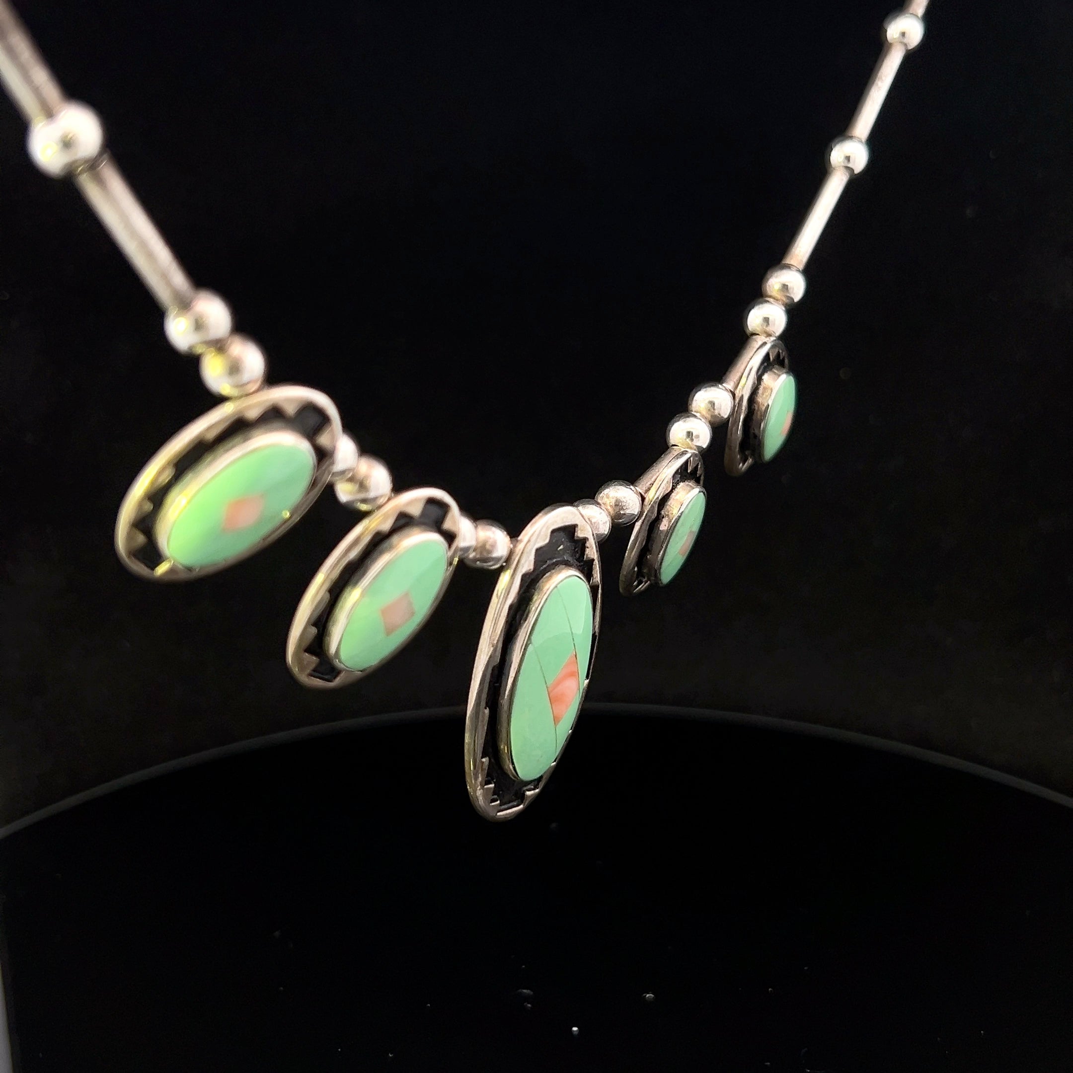 Alma S/S Green Turquoise & Coral Necklace