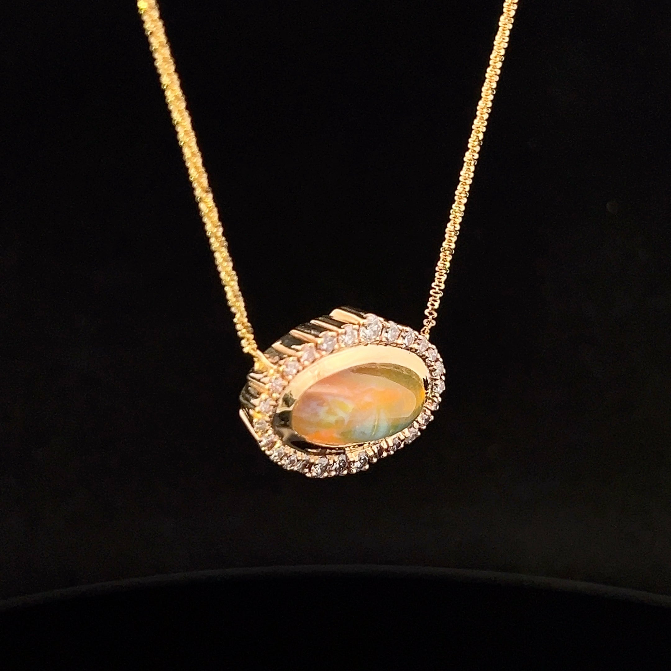 Emmaline 14K Yellow Gold Opal and Diamond Twisted Necklace