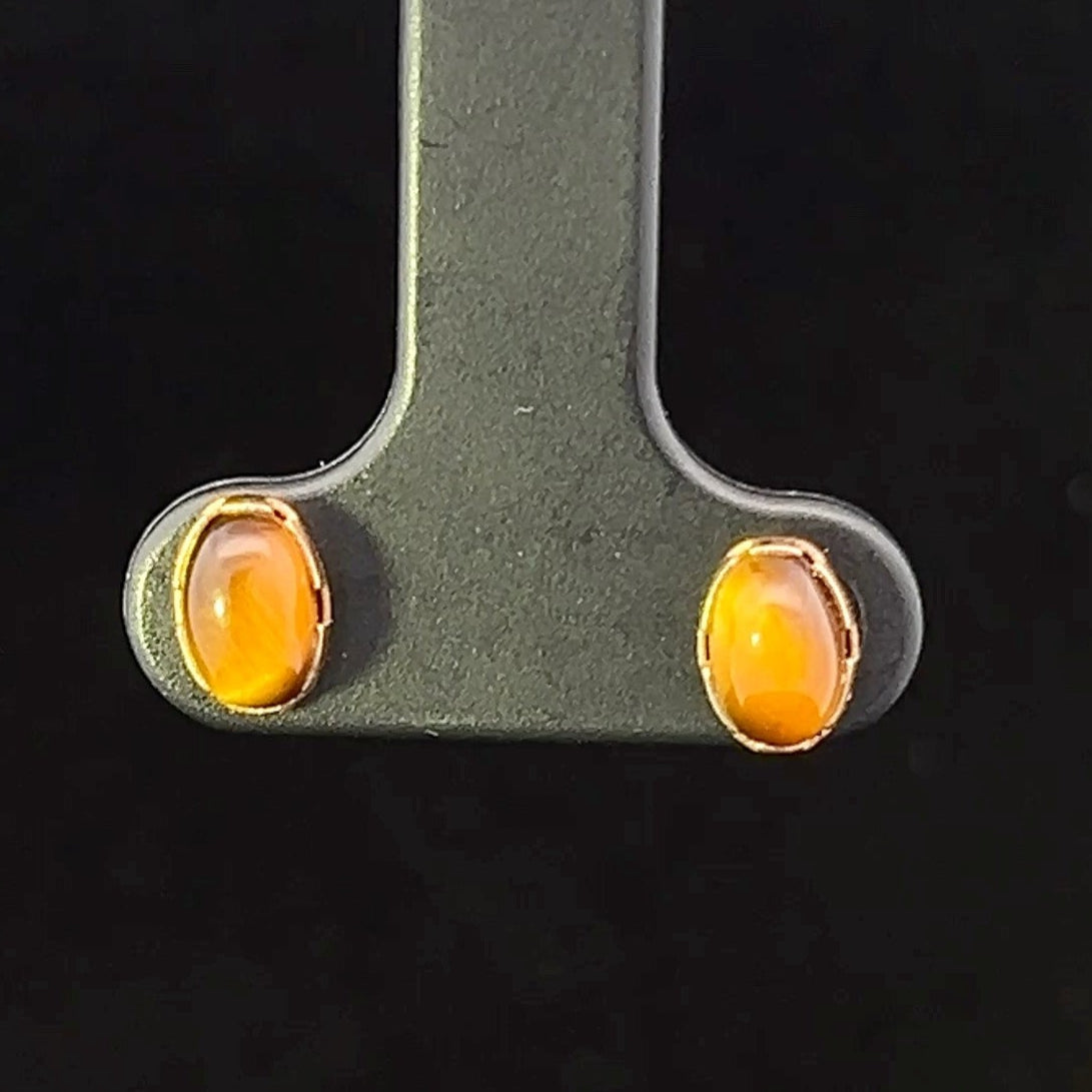 Summer 14K Yellow Gold Tigers Eye Stud Earrings