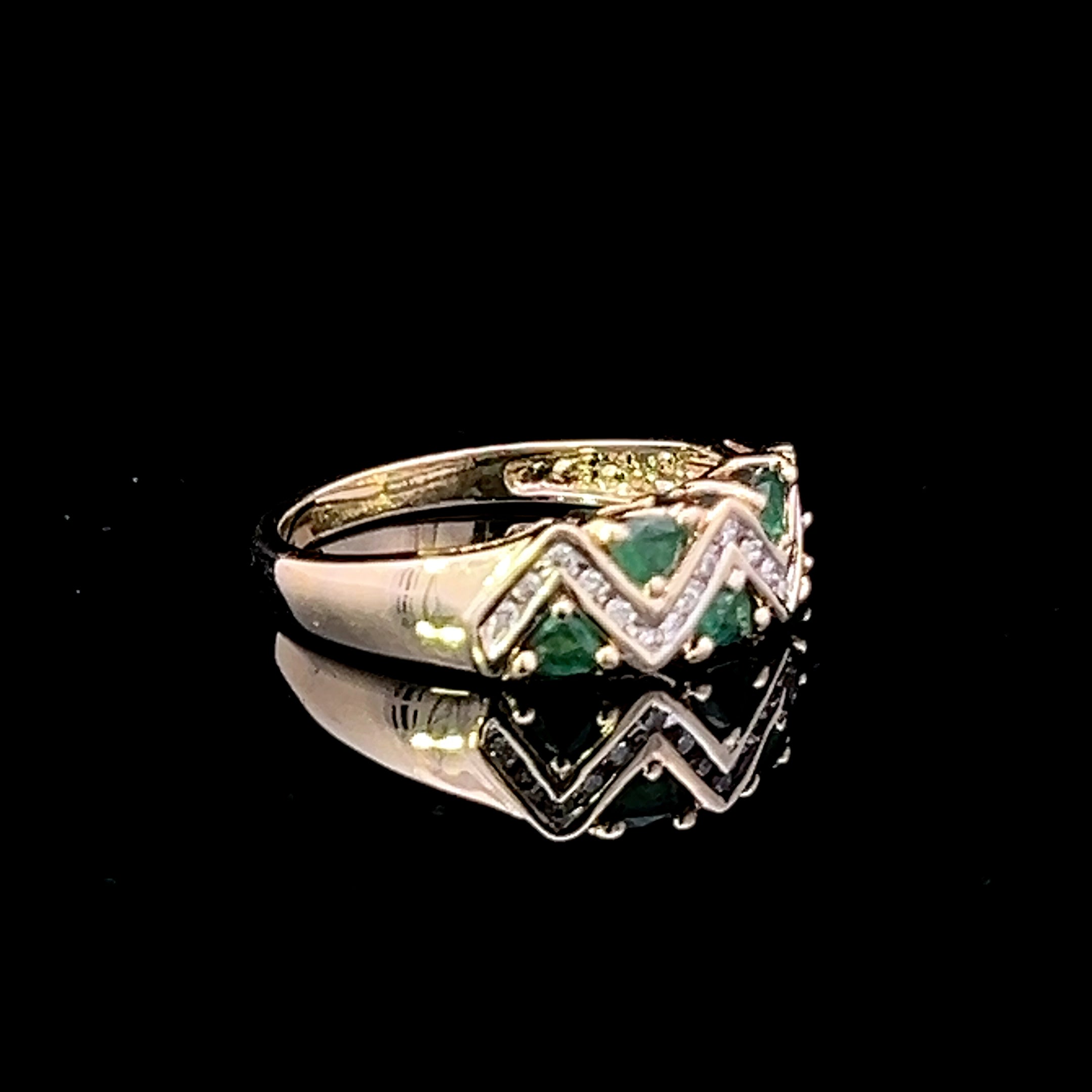 Frida 10K Yellow Gold Trillion Emerald & Diamond Ring