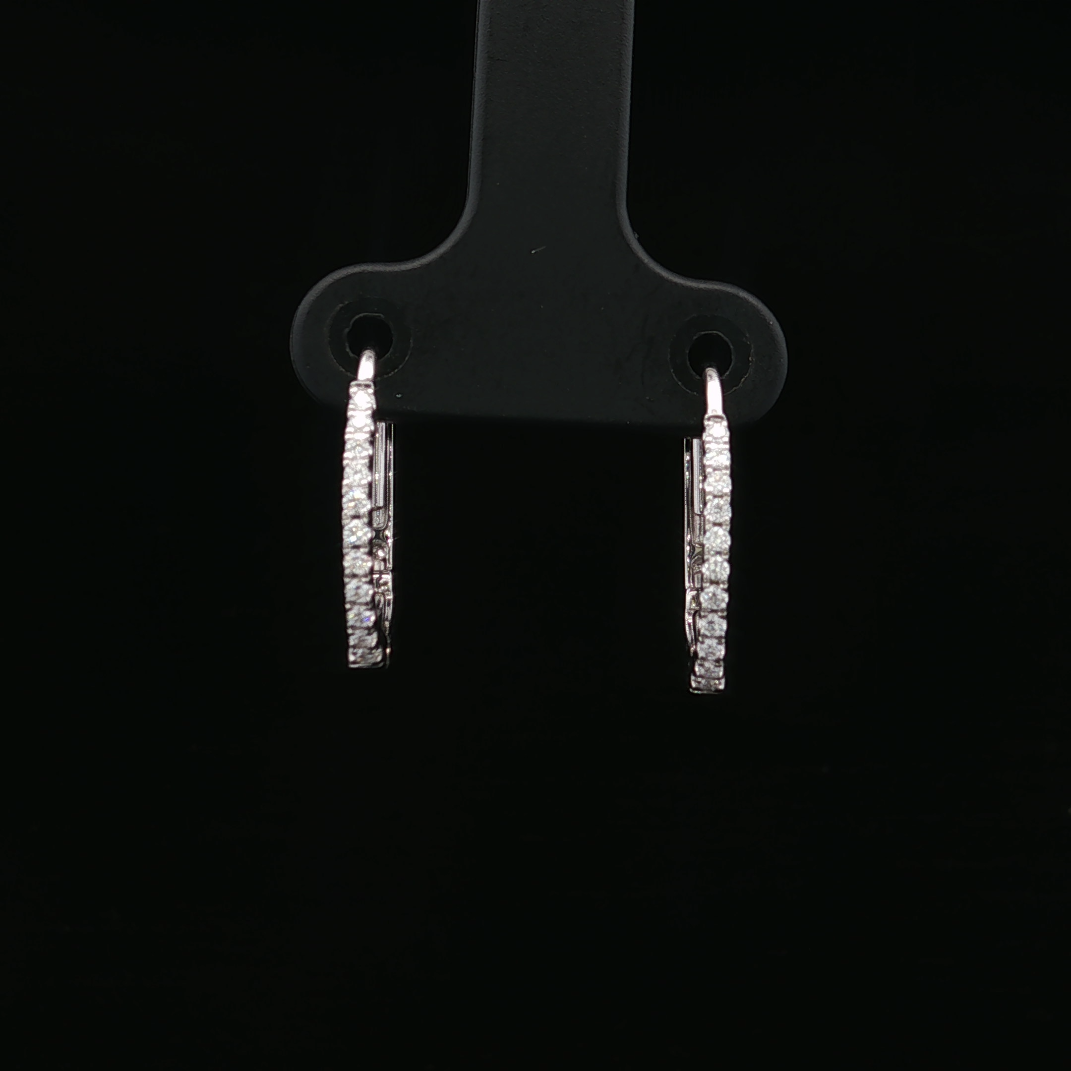 Emberly 14K White Gold Oval Diamond Hoop Earrings