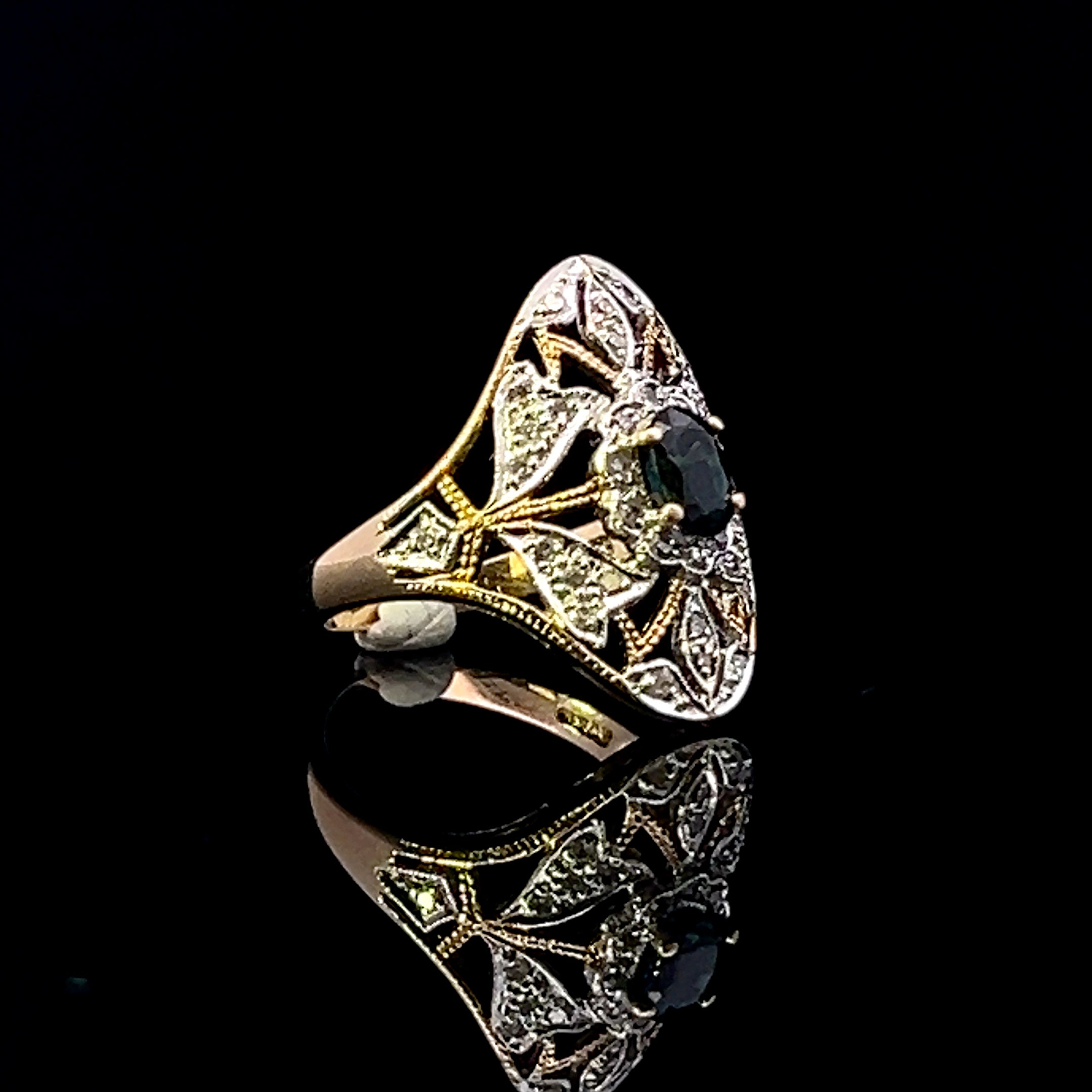 Kate 14K Two-Tone Oval Sapphire & Diamond Ring