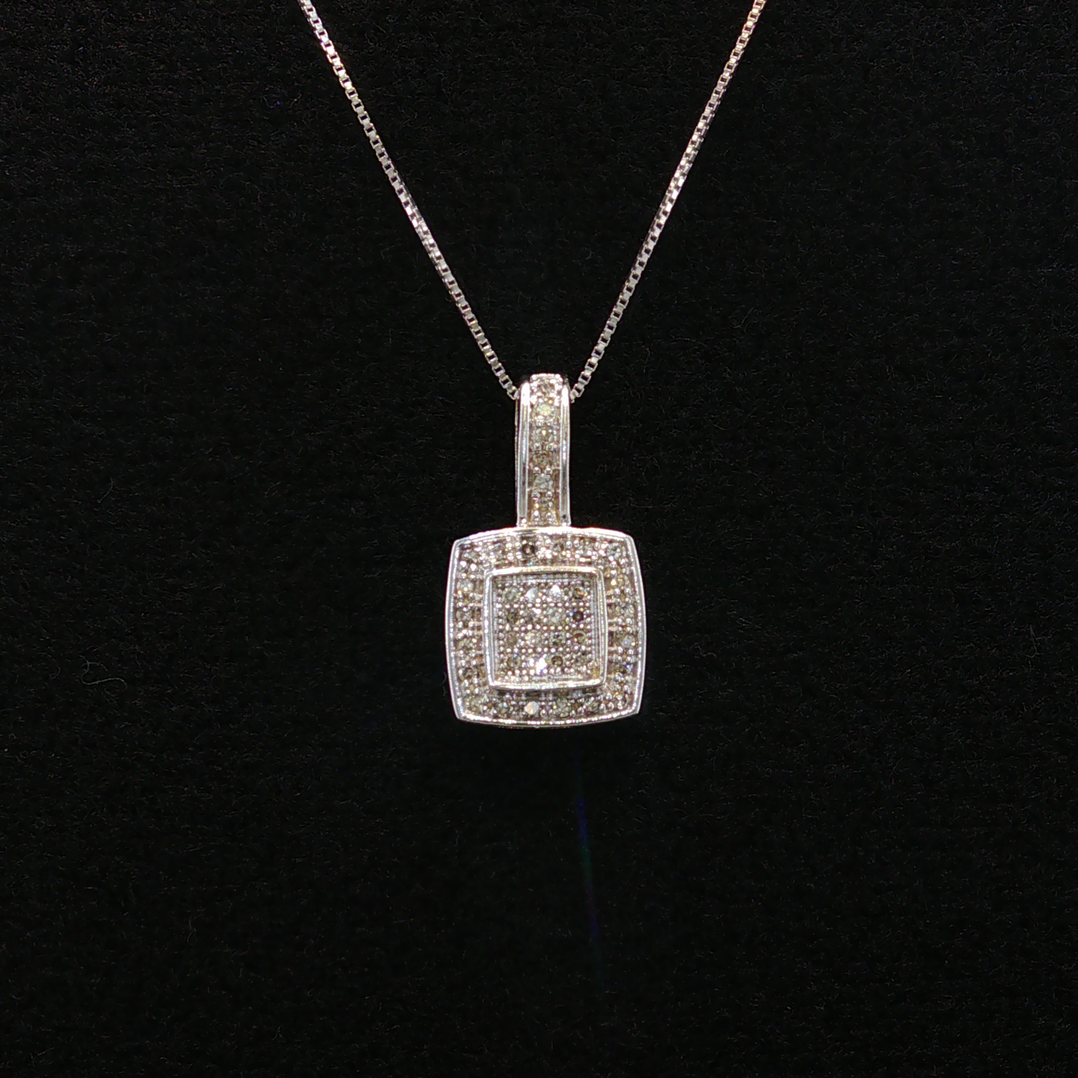 Primrose 10K White Gold Square Diamond Necklace – 0.21 CTW