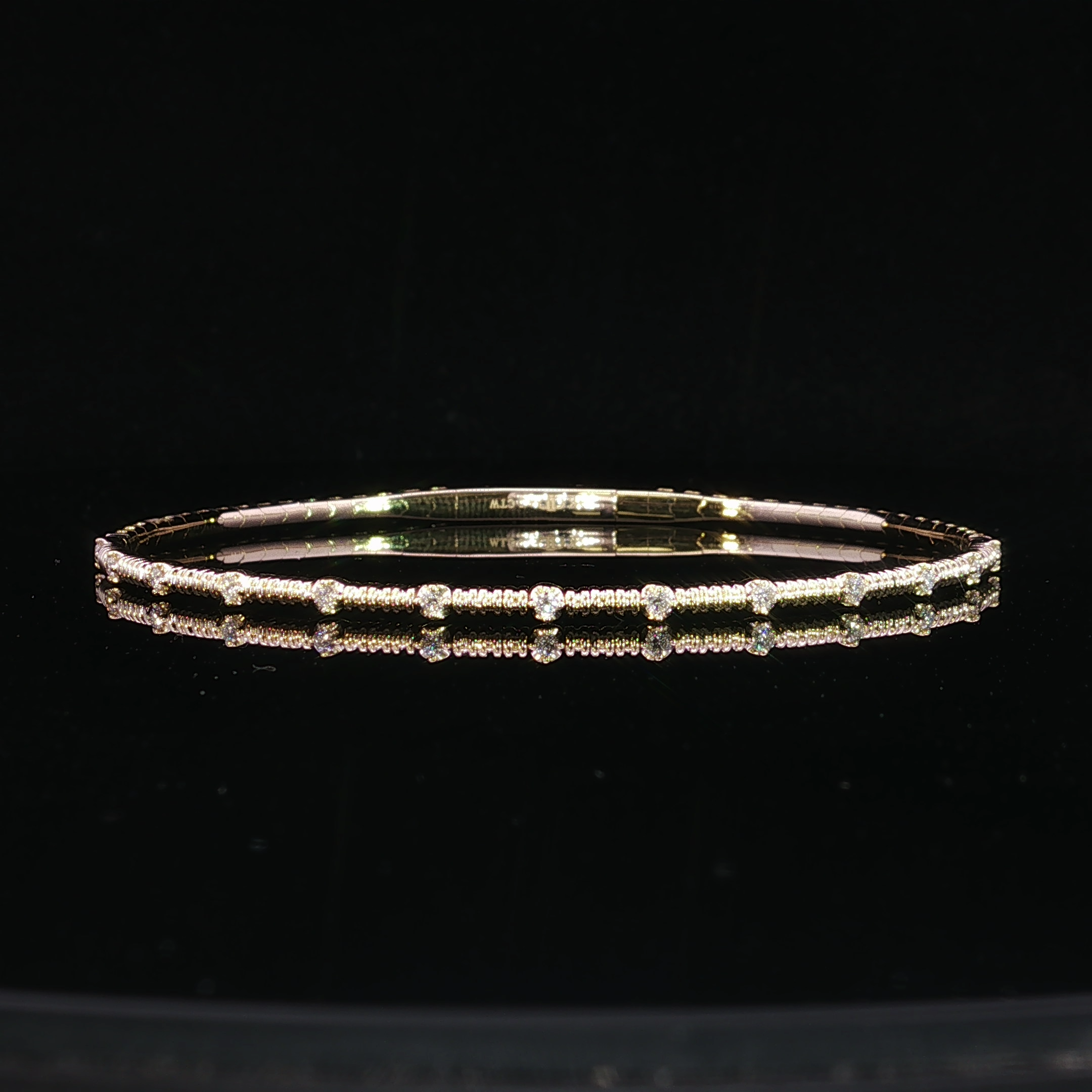 Malayah 14K Yellow Gold Polished Bangle with 0.20ct Diamonds