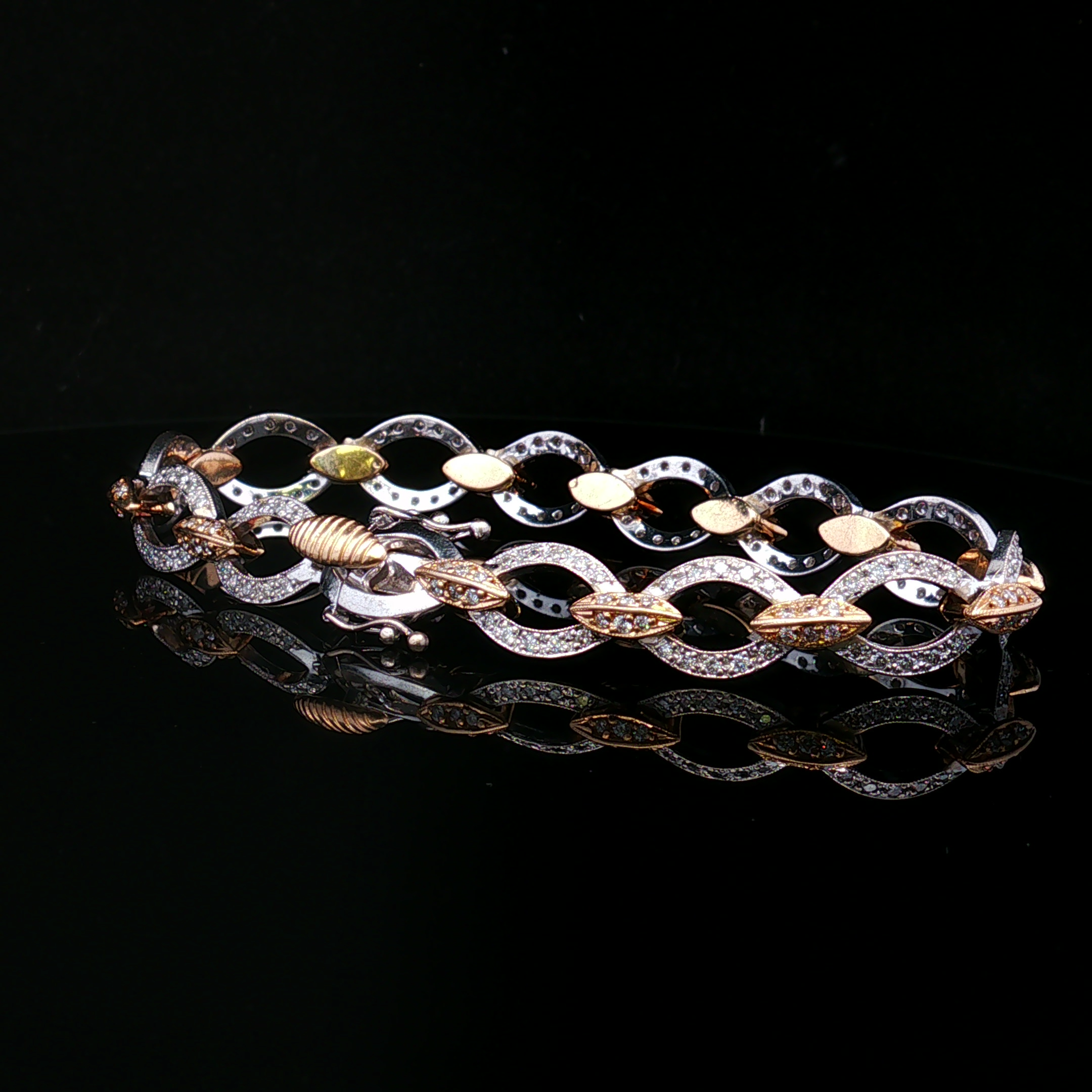 Zinnia 14K Two Tone 2 CTW Diamond Oval Link Bracelet