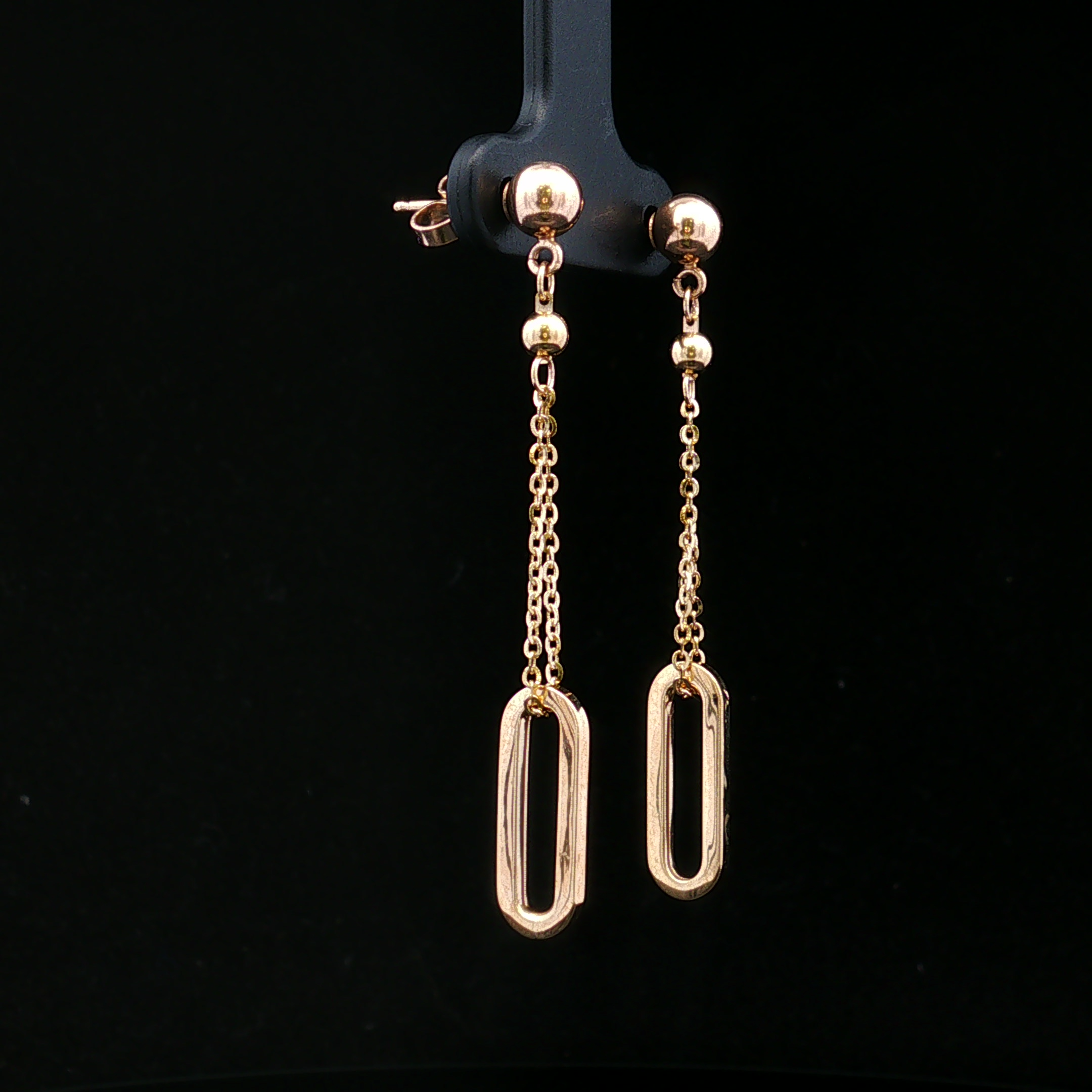 Ardenia 14KY Ball Post with 10KY Chain & Open Oval Link Earrings