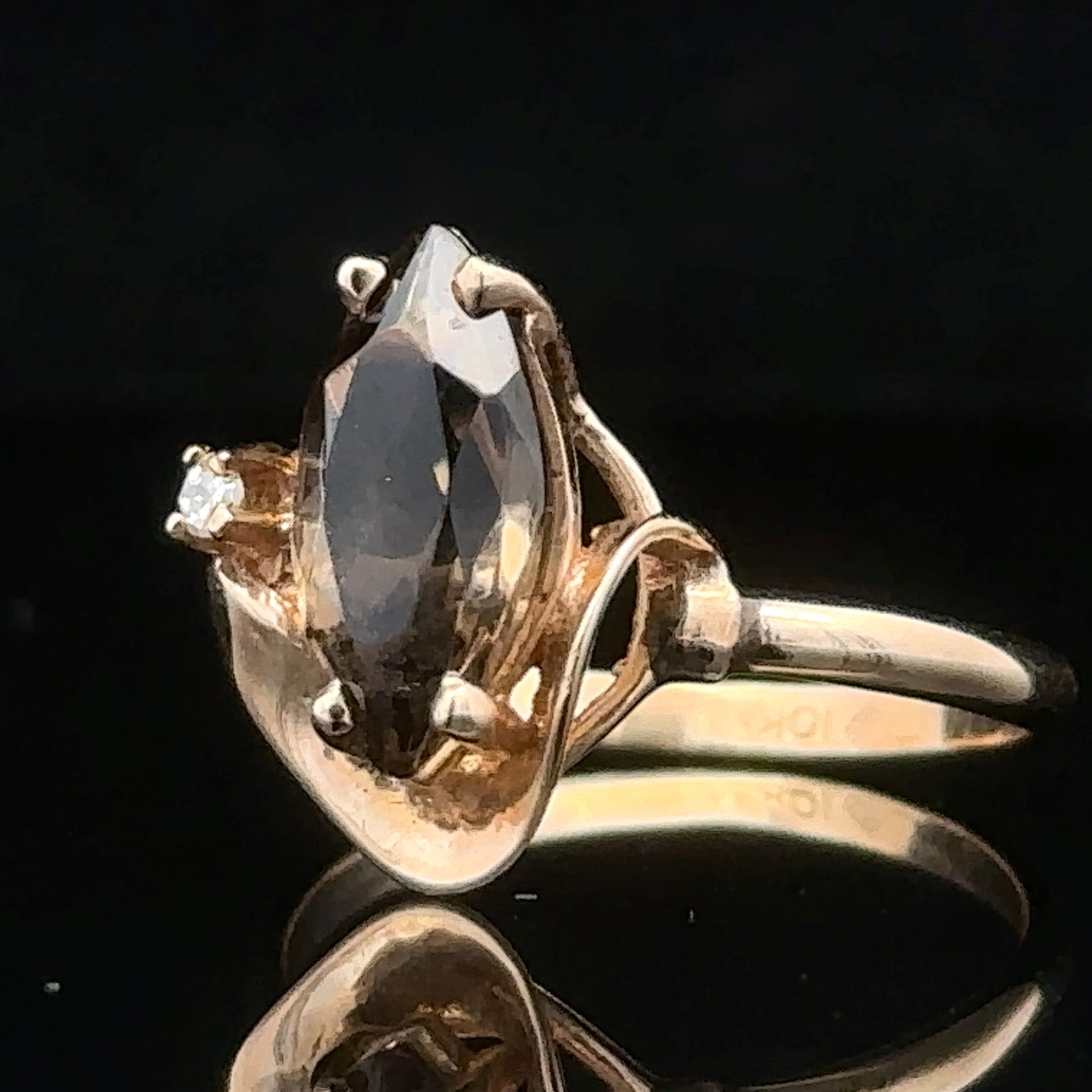 10kt Antique deals smoky quartz ring