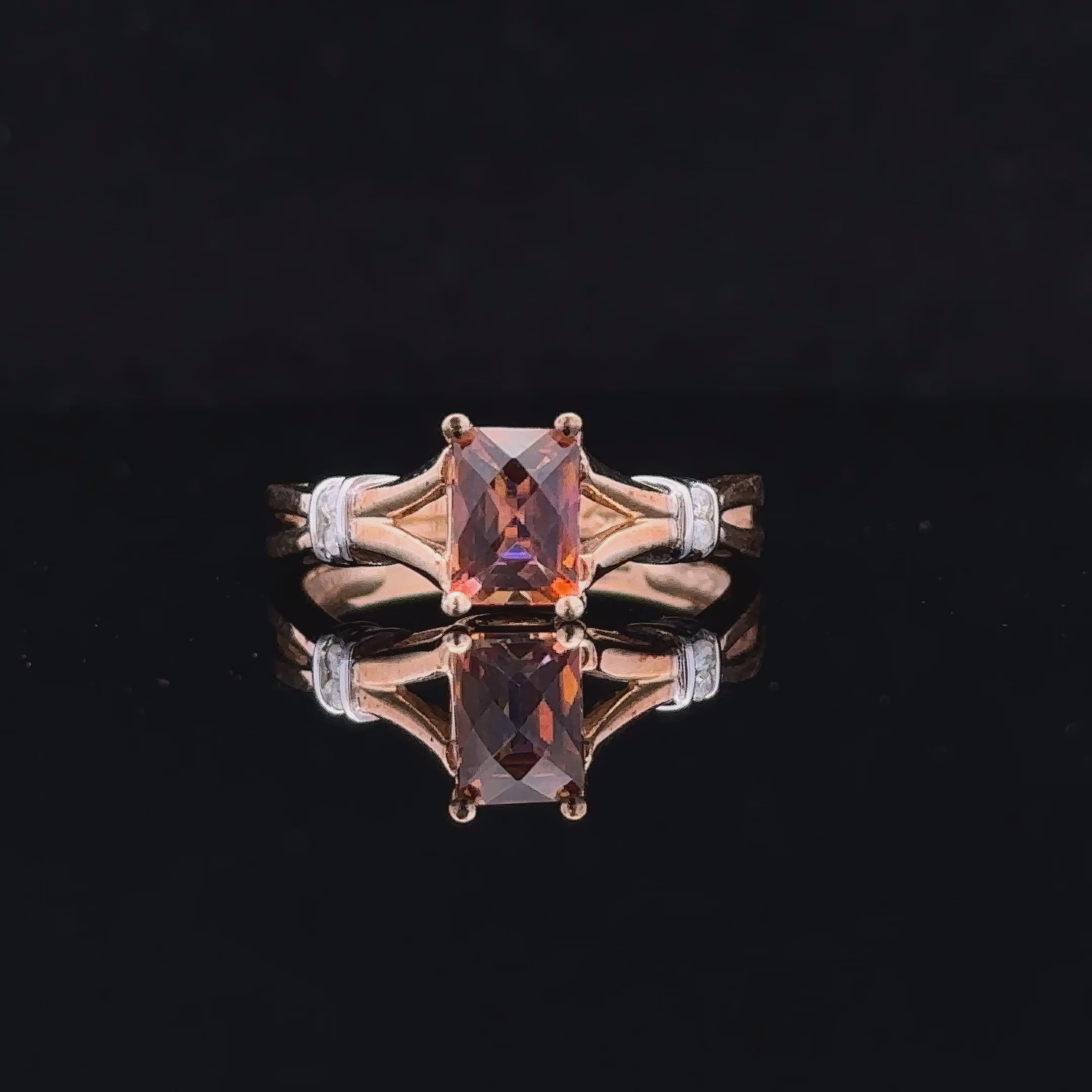 fashion ring featuring sunrise topaz and diamonds