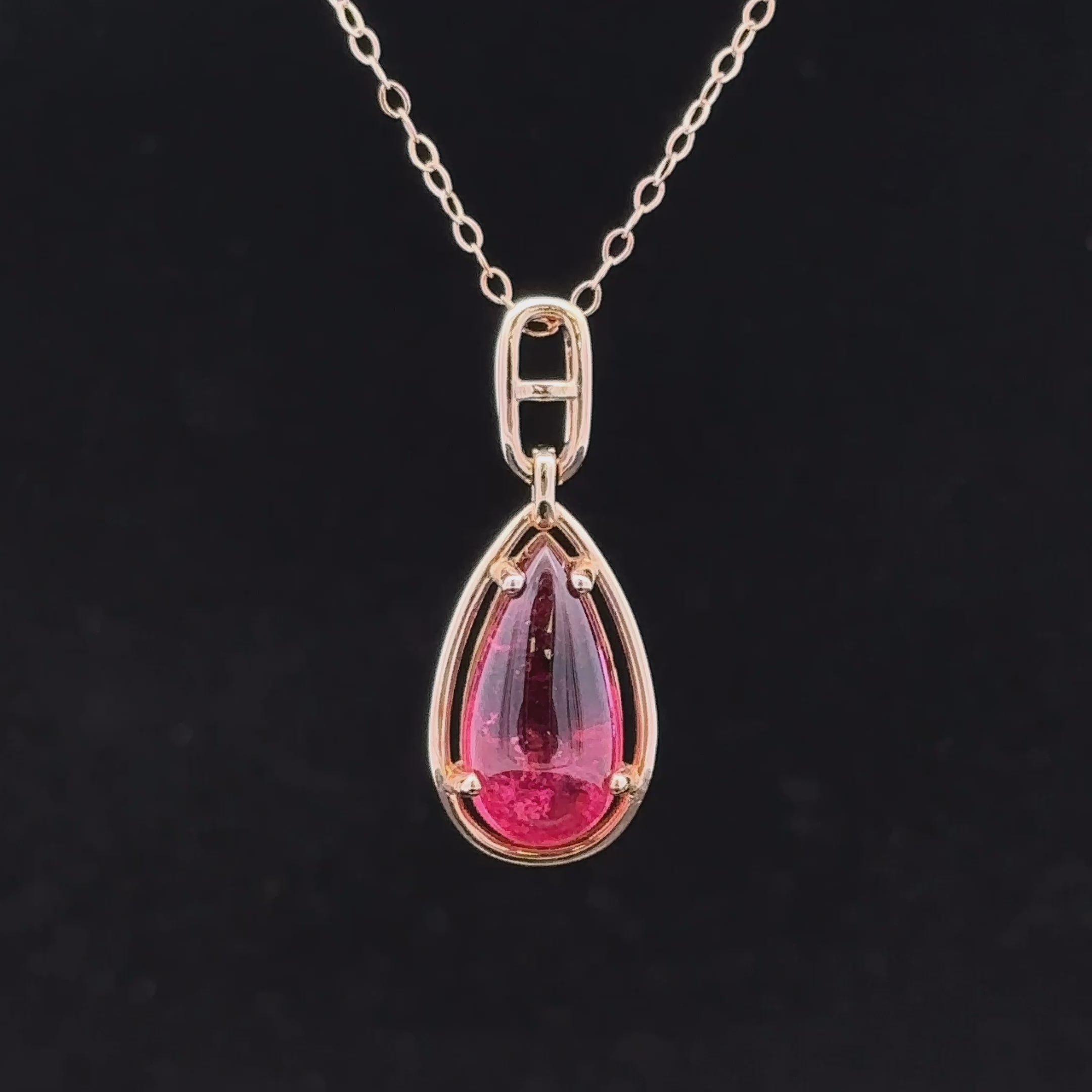 lobster clasp necklace with pink tourmaline